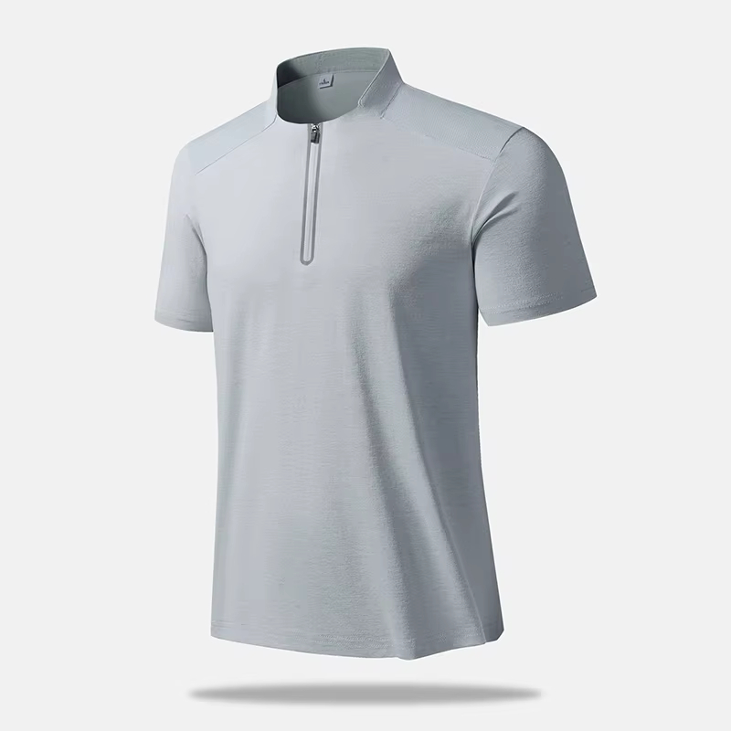 Men’s Half Zip Stand Collar Quick Dry Sport Polo T-Shirt